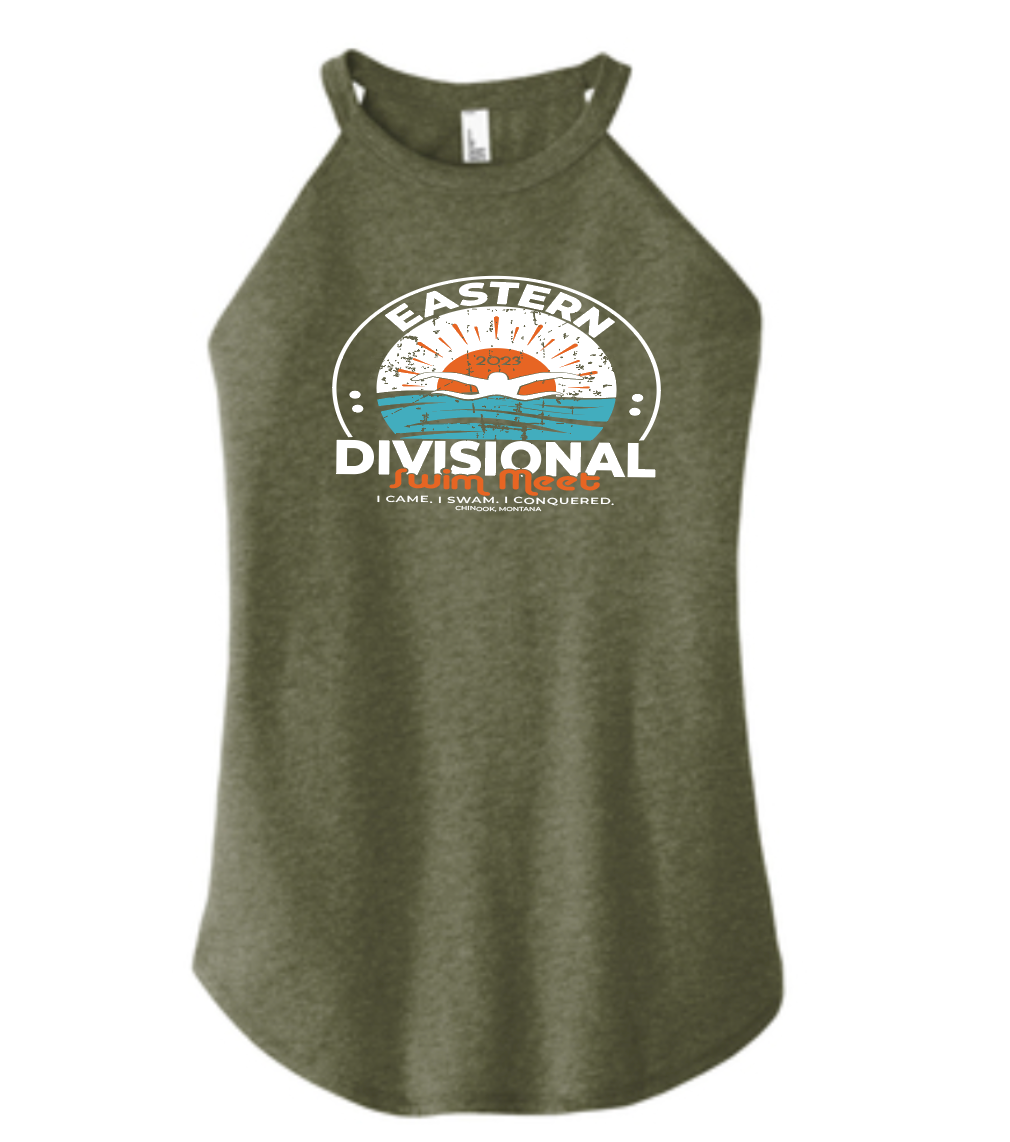 **LADIES SIZING**Eastern Divisional Swim Meet High Neck Rocker Tank - MULTIPLE COLORS AVAILABLE